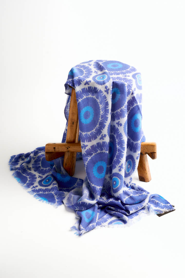 Thumbnail for Patterened Cashmere Shawl - Midnight Bloom